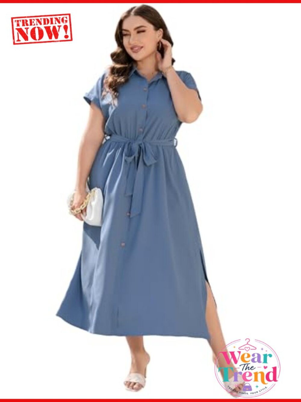 Plus Size Button Down Shirt Dress Business Casual Maxi Summer